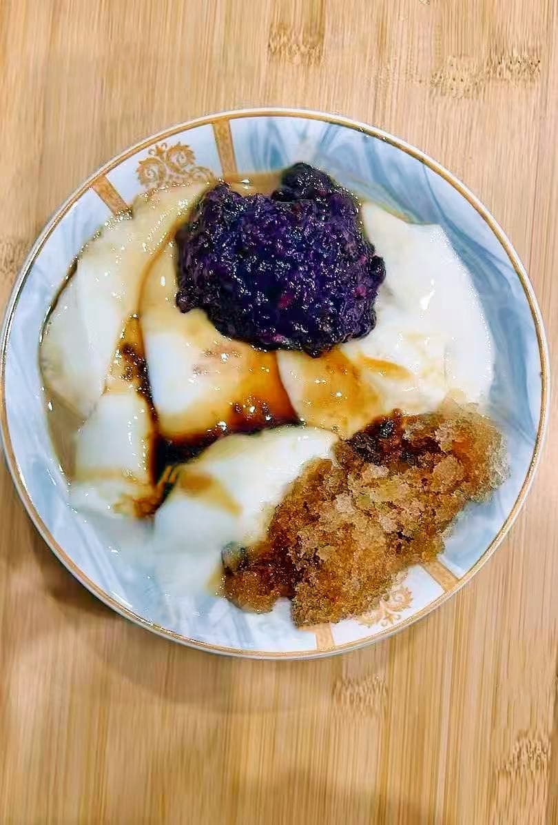 Purple Rice Brown Sugar Ice Tofu Pudding